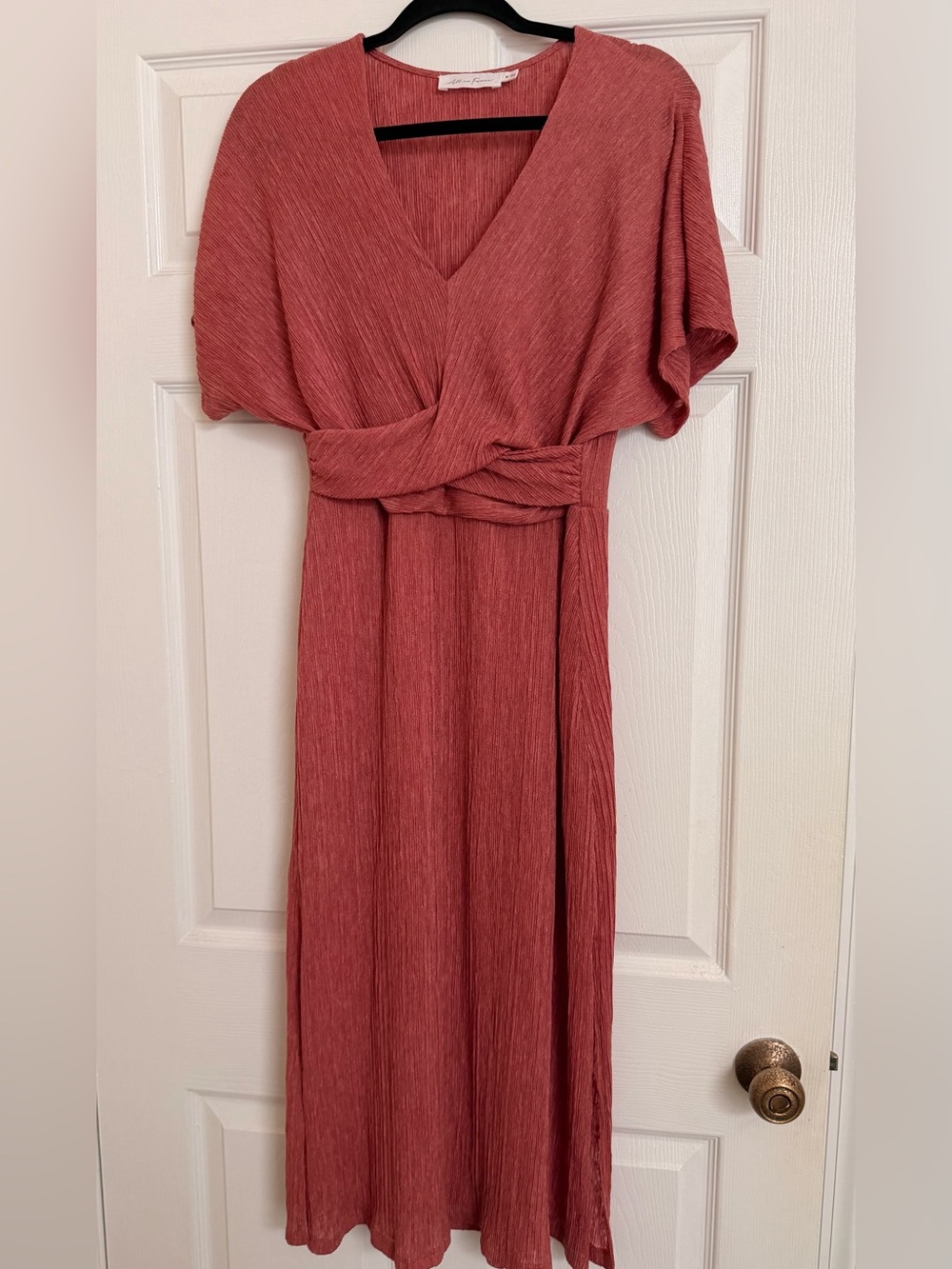 All in Favor Rosewood V-Neck Knot-Waist Maxi Dress